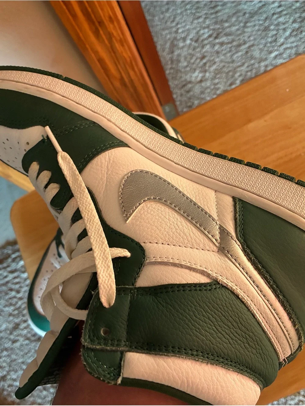 Nike Air Jordan 1 High Top Sneakers - Green, White & Silver